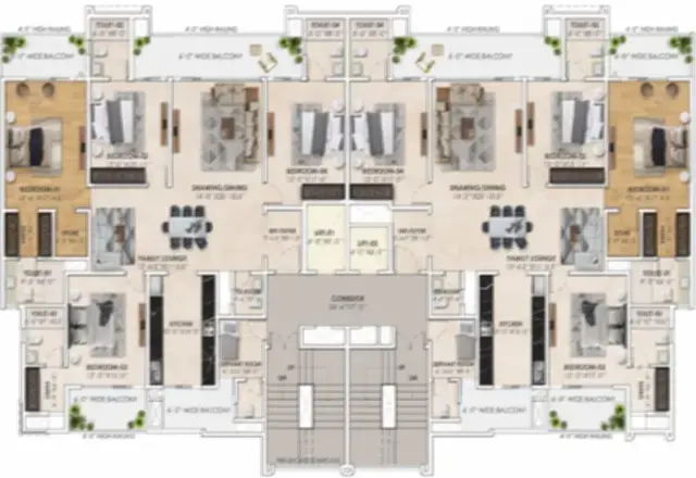 4+1bhk plan of Ananta